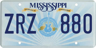 MS license plate ZRZ880