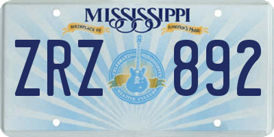 MS license plate ZRZ892
