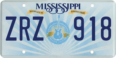 MS license plate ZRZ918
