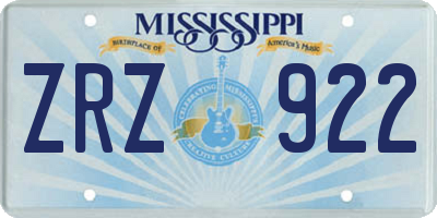 MS license plate ZRZ922
