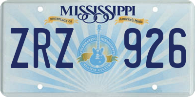 MS license plate ZRZ926