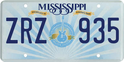 MS license plate ZRZ935
