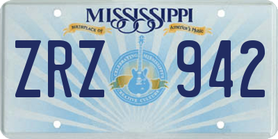 MS license plate ZRZ942