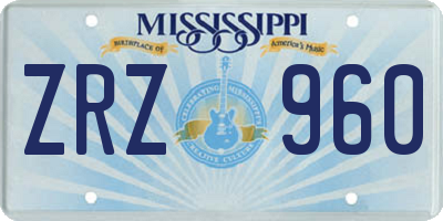 MS license plate ZRZ960