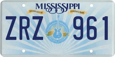 MS license plate ZRZ961