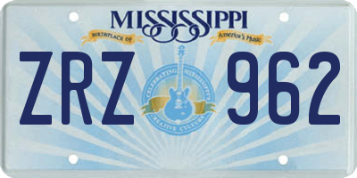 MS license plate ZRZ962