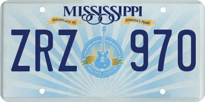 MS license plate ZRZ970