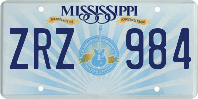 MS license plate ZRZ984