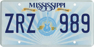 MS license plate ZRZ989