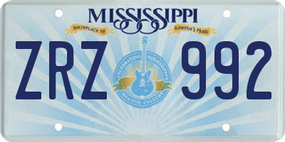 MS license plate ZRZ992