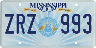 MS license plate ZRZ993