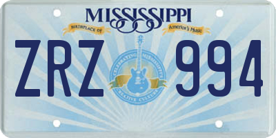 MS license plate ZRZ994