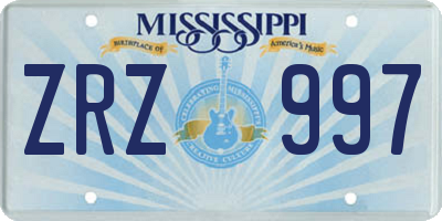 MS license plate ZRZ997