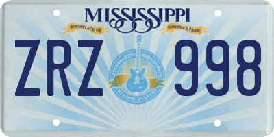 MS license plate ZRZ998