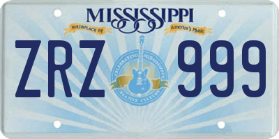 MS license plate ZRZ999