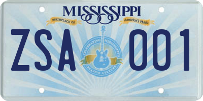 MS license plate ZSA001