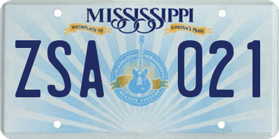 MS license plate ZSA021