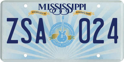 MS license plate ZSA024