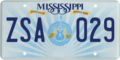 MS license plate ZSA029