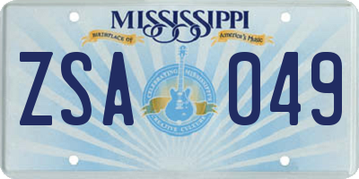 MS license plate ZSA049