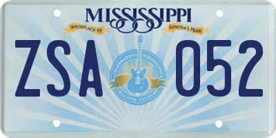 MS license plate ZSA052