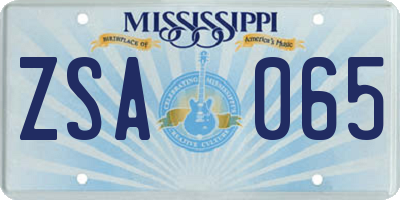 MS license plate ZSA065