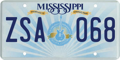 MS license plate ZSA068