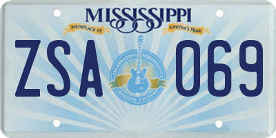 MS license plate ZSA069