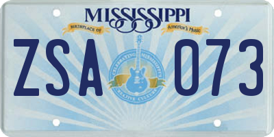MS license plate ZSA073