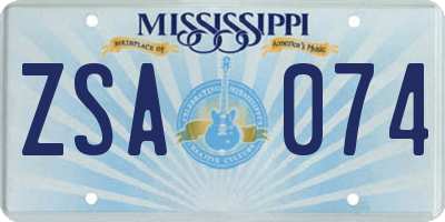 MS license plate ZSA074