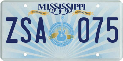 MS license plate ZSA075