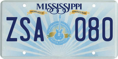 MS license plate ZSA080