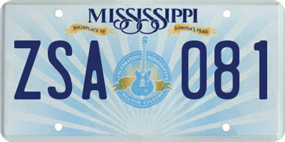 MS license plate ZSA081