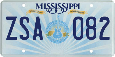 MS license plate ZSA082