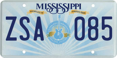 MS license plate ZSA085
