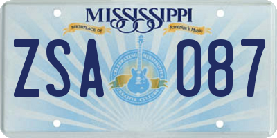 MS license plate ZSA087