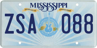 MS license plate ZSA088