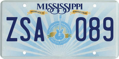 MS license plate ZSA089