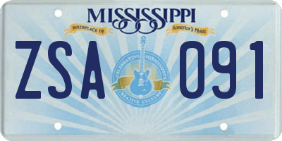 MS license plate ZSA091