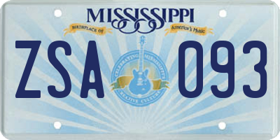 MS license plate ZSA093