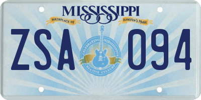 MS license plate ZSA094