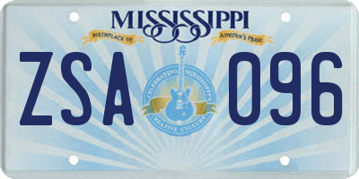 MS license plate ZSA096