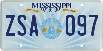 MS license plate ZSA097