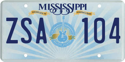 MS license plate ZSA104