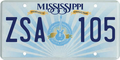 MS license plate ZSA105