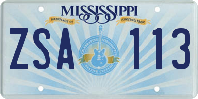 MS license plate ZSA113
