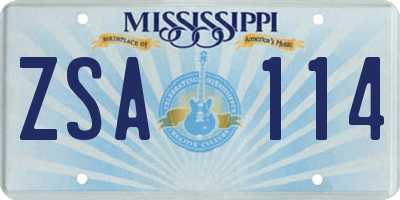 MS license plate ZSA114