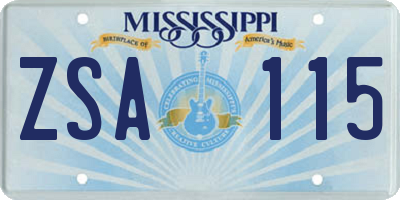 MS license plate ZSA115