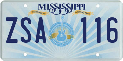 MS license plate ZSA116