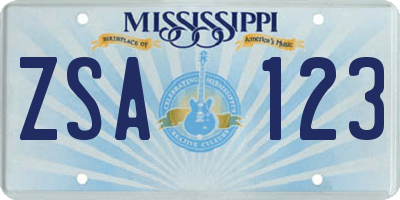 MS license plate ZSA123